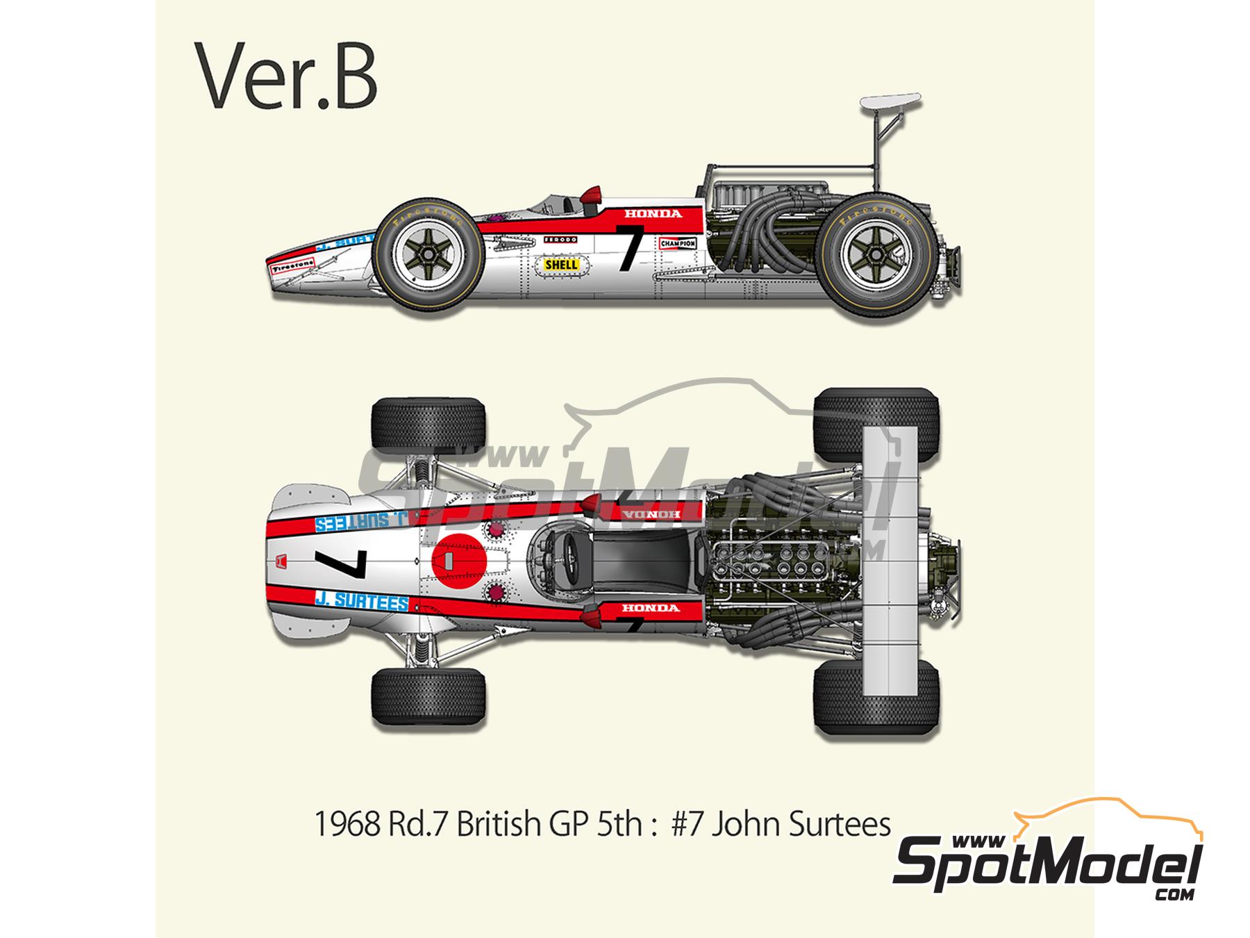 Honda RA301 Honda Racing Team - British Formula 1 Grand Prix 1968. Car  scale model kit in 1/12 scale manufactured by Model Factory Hiro (ref.  MFH-K828